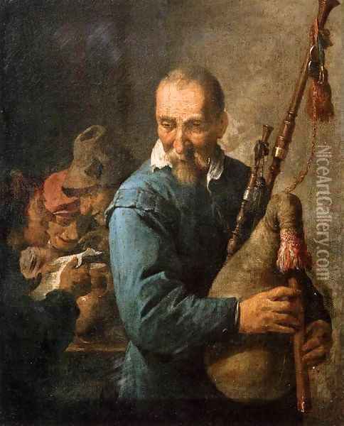 The Musette-Player Oil Painting - David The Younger Teniers