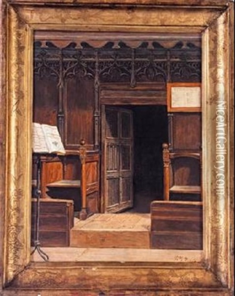 Interior Del Coro Oil Painting - Ramon Garcia Espinola