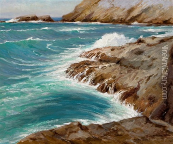 The In Rush, Laguna Beach Oil Painting - Frank William Cuprien