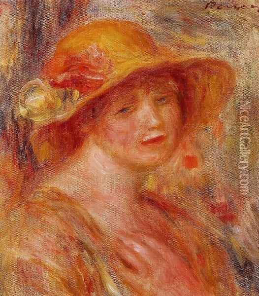 Woman In A Straw Hat3 Oil Painting - Pierre Auguste Renoir