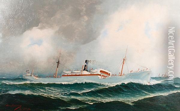 The 'helene Menzell' Out At Sea Oil Painting - John Henry Mohrmann