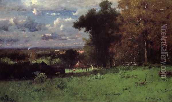 A Breezy Autumn Oil Painting - George Inness
