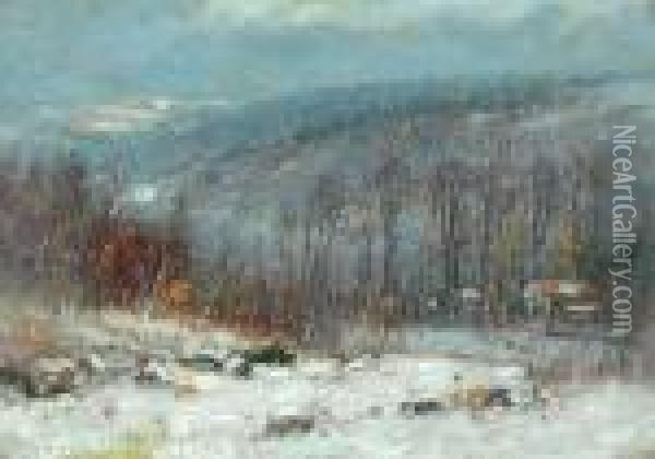 Winter And Summer Landscapes: Two Oil Painting - Joseph H. Greenwood