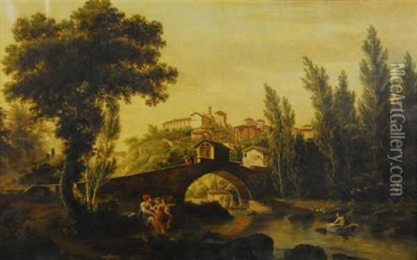 Toscana Ponte Di Pelagho Oil Painting - Giuseppe Gherardi