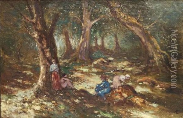 Woods At Raheen Oil Painting - George Russell