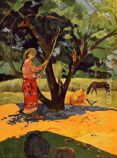 Meu Taporo Aka Picking Lemons Oil Painting - Paul Gauguin