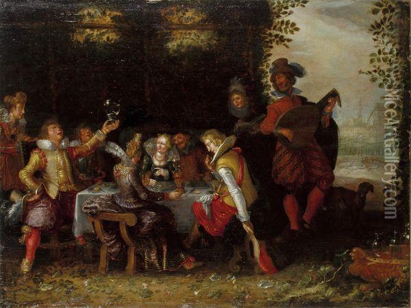 Un Banquet A L'exterieur Oil Painting - Willem Buytewech