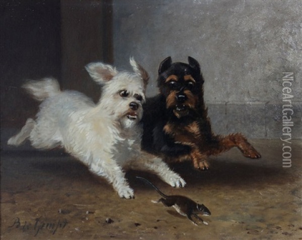 Twee Spelende Hondjes Oil Painting - Bernard de Gempt