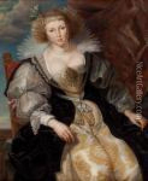 Sitz-portrait Seiner Zweiten Frau Helene Fourment Oil Painting - Peter Paul Rubens