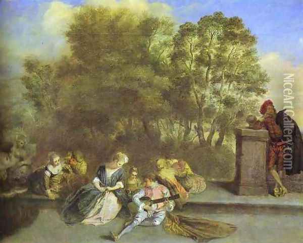 Recreation Italienne Oil Painting - Jean-Antoine Watteau