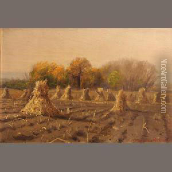 Haystacks Oil Painting - Charles Partridge Adams