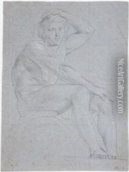 Male Nude Seen From Below Oil Painting - Lorenzo De Ferrari