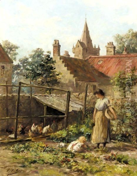The Kitchen Garden Oil Painting - Charles A. Sellar