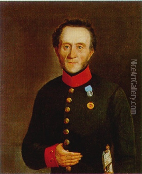 Portrait Eines Herren In Uniform Oil Painting - Pavel Andreevich Fedotov
