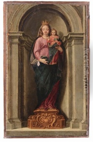 Madonna Col Bambino Oil Painting - Sebastiano Folli