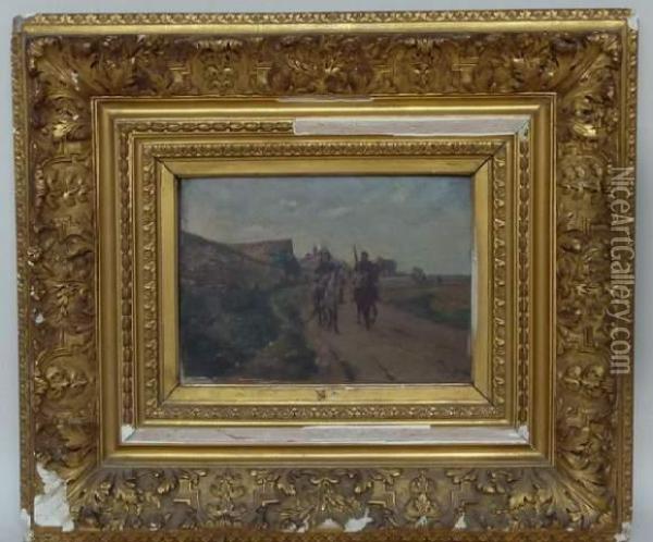  Militaires A Cheval  Oil Painting - Henri-Louis Dupray