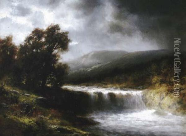 Dappled Light On The Rapids Oil Painting - Thomas Bailey Griffin