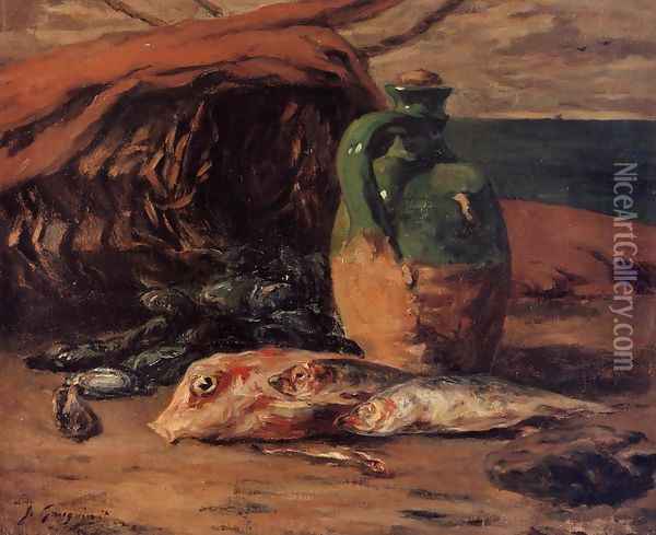 Still Life With Jug And Red Mullet Oil Painting - Paul Gauguin
