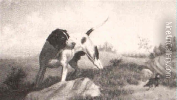 Pointer And Grouse Oil Painting - Howard L. Hill