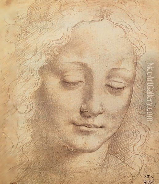 Female Head Oil Painting - Leonardo Da Vinci