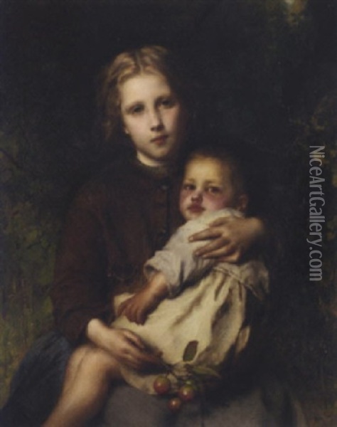 Sisterly Love Oil Painting - Etienne Adolph Piot