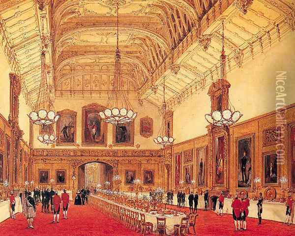 The Waterloo Chamber, Windsor Castle 1848 Oil Painting - Joseph Nash