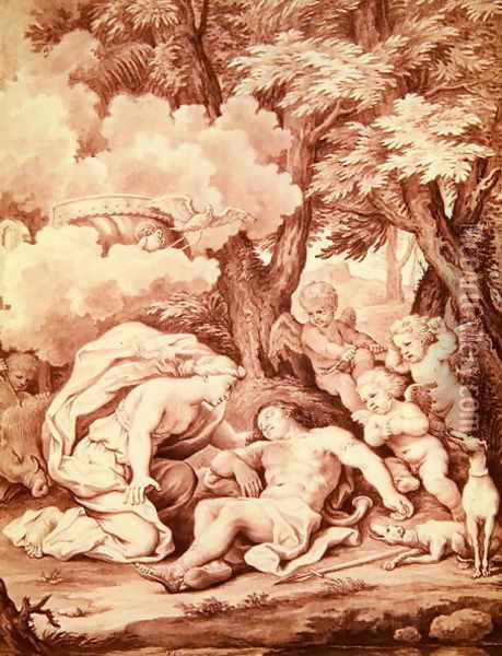 Venus Discovering Adonis, from 'Adonis' Oil Painting - Francois Chauveau