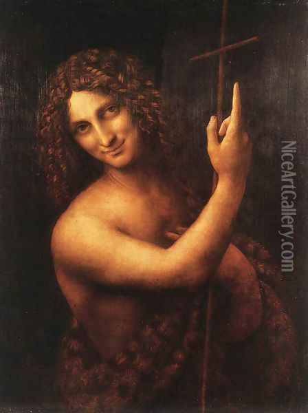 St John the Baptist 1513-16 Oil Painting - Leonardo Da Vinci
