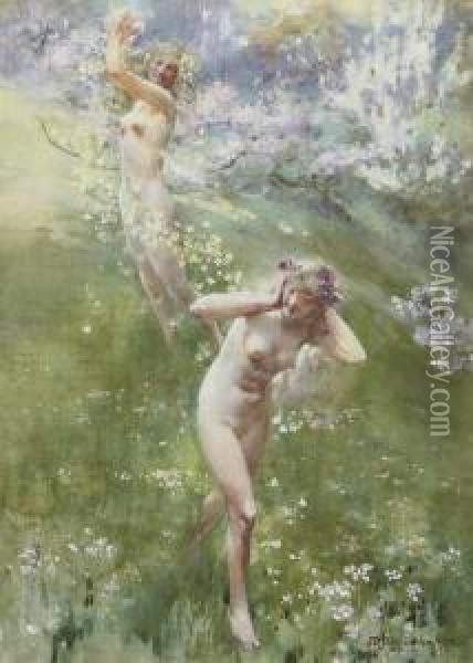Gladsome Spring Oil Painting - John Reinhard Weguelin