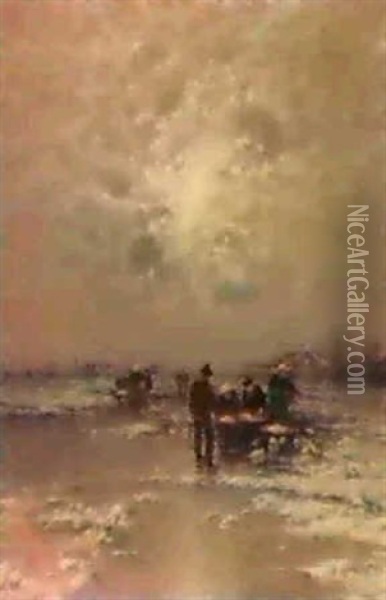 Fischer Am Strand Oil Painting - Johann Jungblut