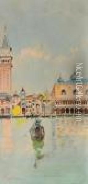 Gondola A Venezia Oil Painting - Vincenzo Caprile