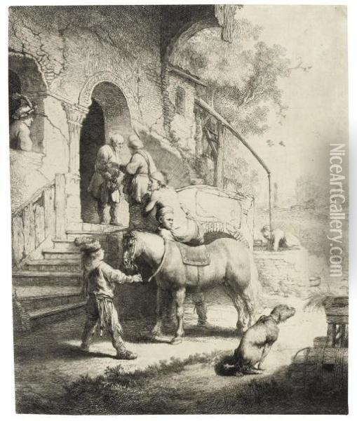 The Good Samaritan (b., Holl. 90; H. 101) Oil Painting - Rembrandt Van Rijn