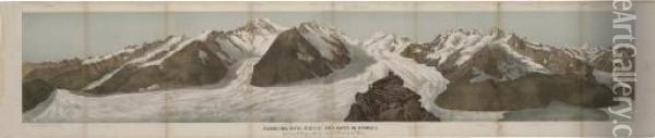 Panorama D'une Partie Des Alpes Bernoises Pris Sur L'aeggischhorn Dans Le Canton Du Valais Oil Painting - Johann Rudolf Dill