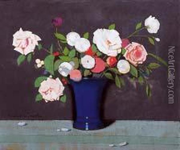Vase De Roses Oil Painting - Lucien Victor Guirand De Scevola