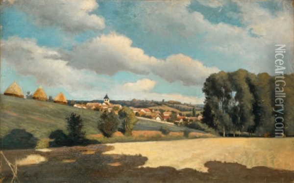 Village De Saclay Oil Painting - Adrien Lavieille