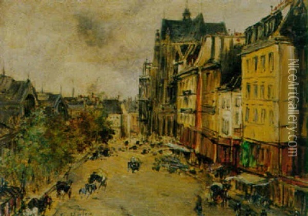 Faubourg Montmartre Oil Painting - Edouard-Jacques Dufeu