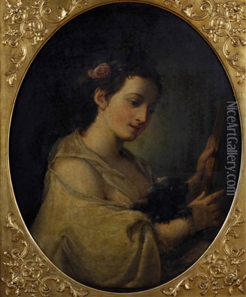 Young Lady With Her Lap Dog Oil Painting - Jean Baptiste Greuze