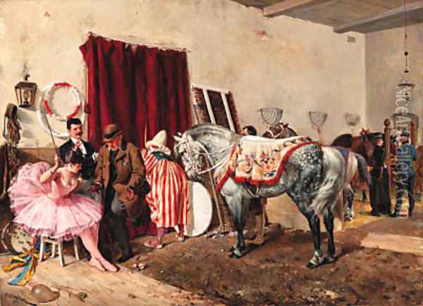 At the Circus Oil Painting - Ottokar Walter