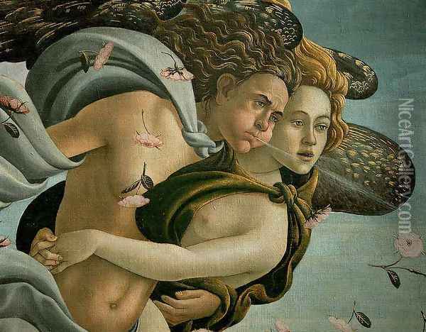 The Birth of Venus (detail 1) c. 1485 Oil Painting - Sandro Botticelli