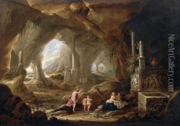 Le Bain De Diane Dans Une Grotte Oil Painting - Abraham van Cuylenborch