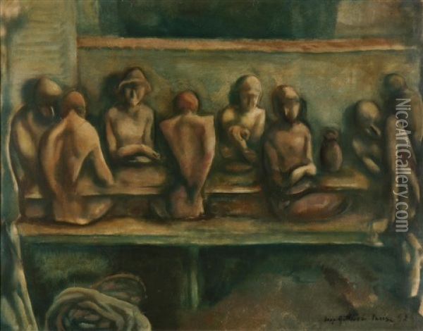 Fishermen's Supper Oil Painting - Leopold Gottlieb
