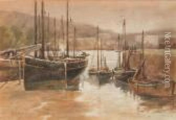 Newlyn Harbour - Signed Oil Painting - John Gutteridge Sykes