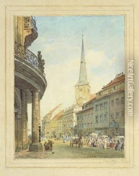 Poststrasse Mit Dem Ephraim-palais (berlin) Oil Painting - Eduard Gartner