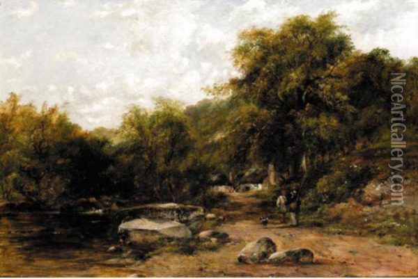 Figures By A River Oil Painting - Frederick Waters Watts