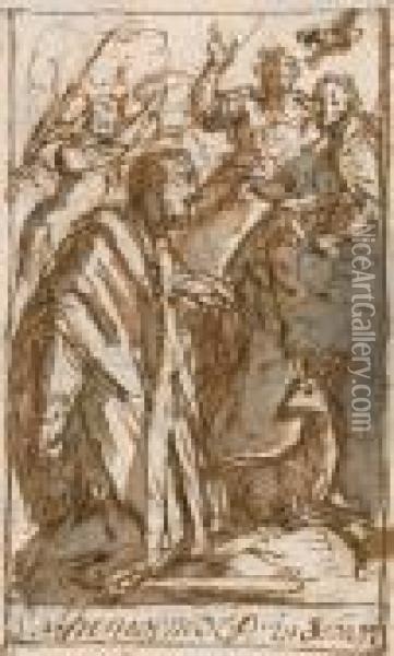 Der Hl. Athenogenes Verehrt Die Dreifaltigkeit Oil Painting - Paolo Veronese (Caliari)