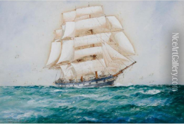 An Old Time Clipper Oil Painting - William Minshall Birchall