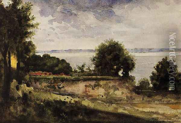 View of the Garden of Madame Aupick, Mother of Baudelaire Oil Painting - Gustave Moreau