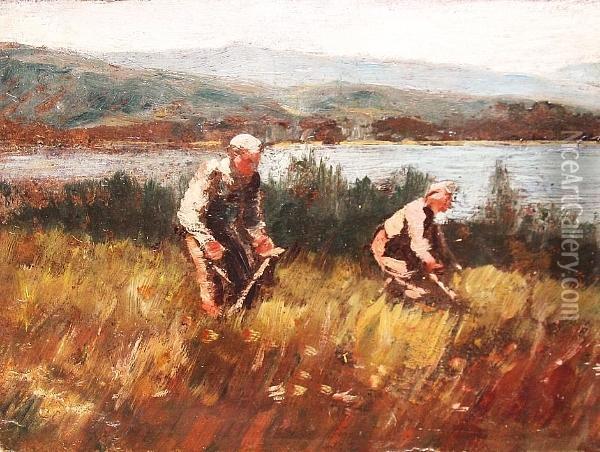 Cutting Grass, Study Oil Painting - James Lawton Wingate