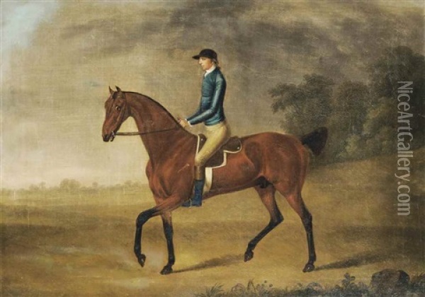 A Racehorse With Jockey Up Oil Painting - Thomas Stringer