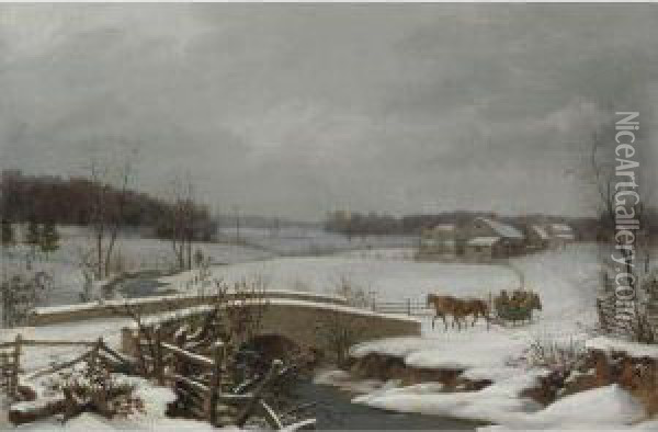Winter Scene In Pennsylvania Oil Painting - Thomas Birch